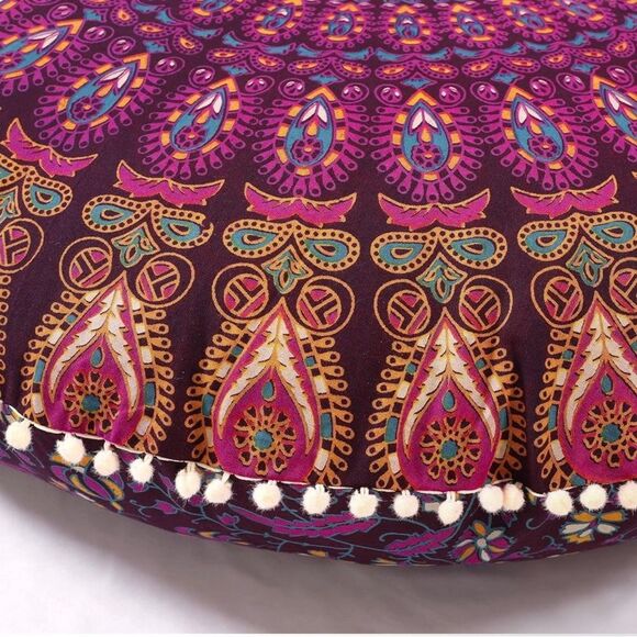 Bohemian Mandala Tapestry Pillow Cover in Purple and Teal - Picture 4 of 4